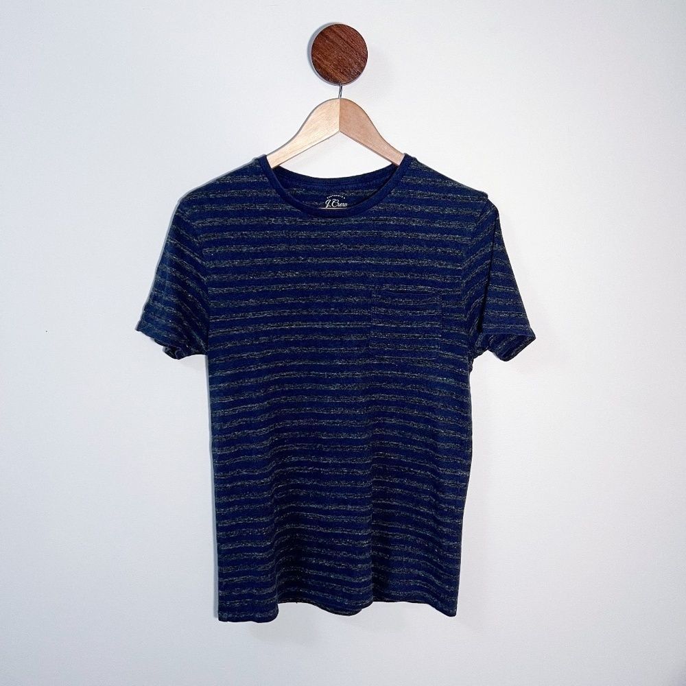 J. Crew - Striped Indigo Dyed Slim Tee - Navy/Charcoal - Small